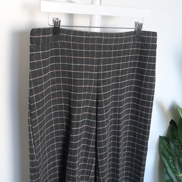 J. Jill Grey Ponte Full Leg Cropped  Pull-on Pants Windowpane Plaid Size M - Picture 5 of 10